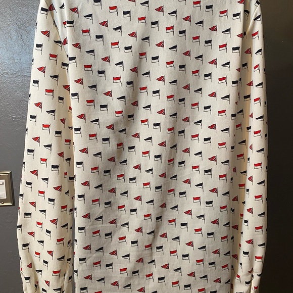 Talbots Ivory Blue & Red Sail nautical Flag Blouse - Picture 12 of 15